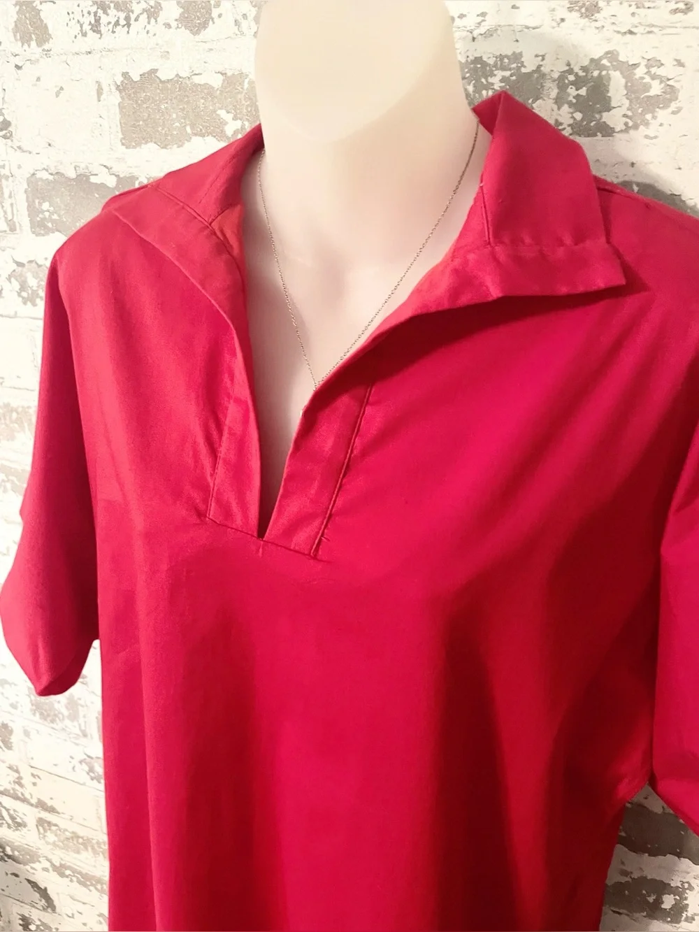 Red Puff Sleeve Cotton Mini Dress Cottagecore Summer Small USA 4th